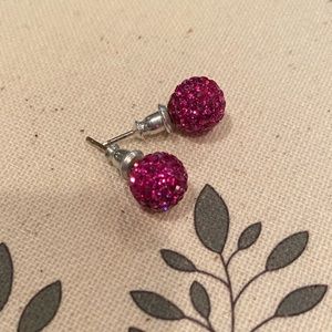 Swarovski Fuchsia Crystal Pave Stud Earrings